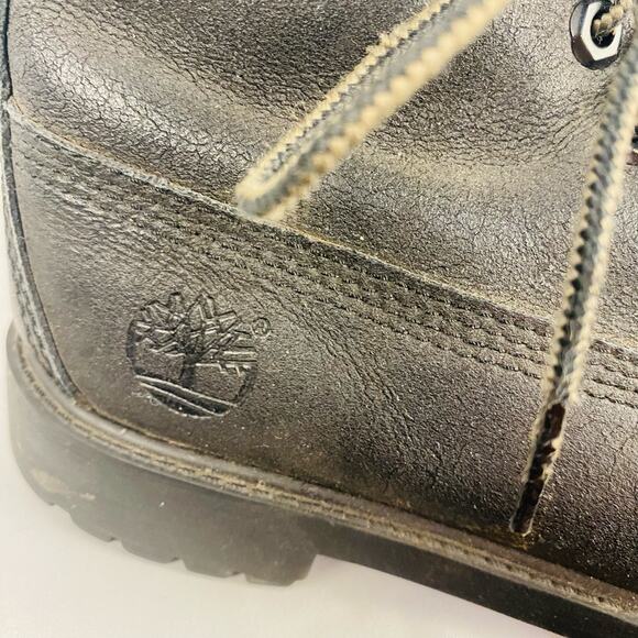 Timberland Boys‎ Black Leather Lace Up Ankle Boots Size 3.5 - Picture 4 of 10